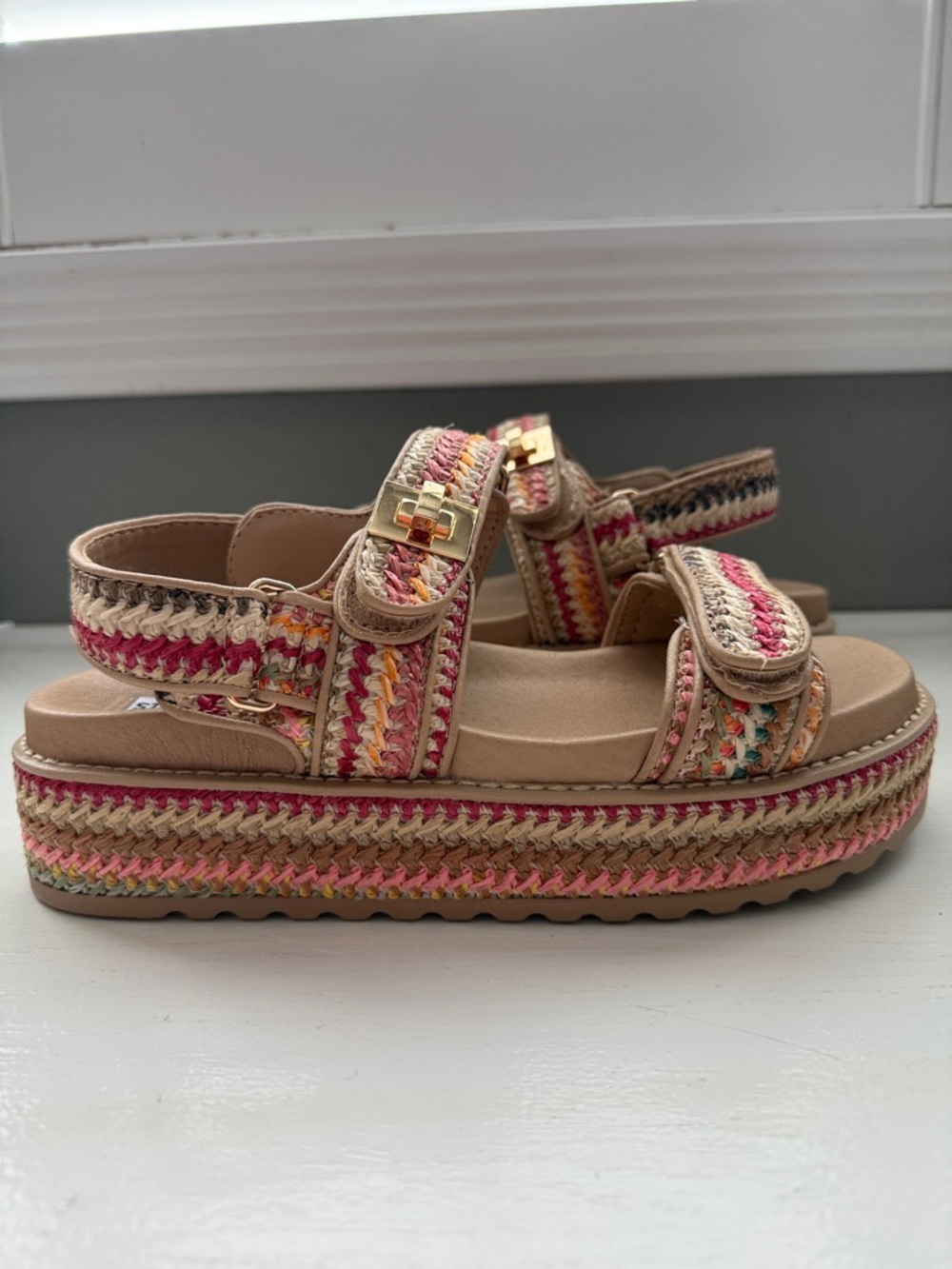 Steve Madden Big Mona Raffia Multicolor Sandals